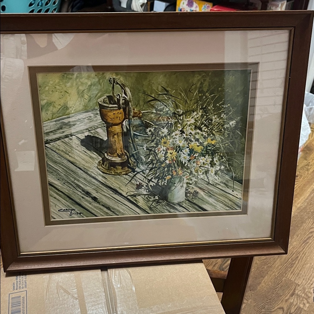 At the Pump by Carolyn Blish -  framed 13 X 1 6 Inches
